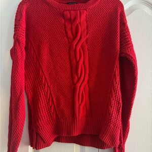 Tommy Hilfiger Women's Red Cable Knit Sweater